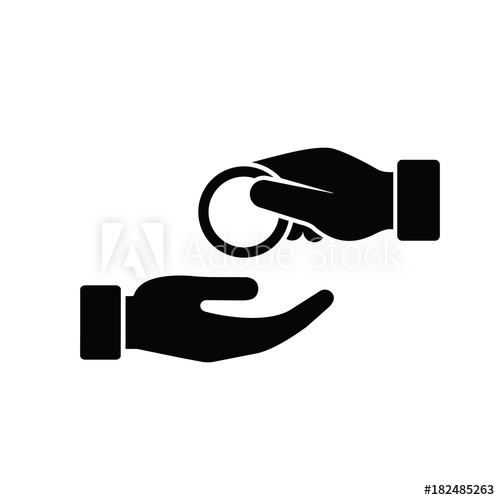 500x500 Hand Give Coin Money To Other Hand Icon Vector Silhouette Simple