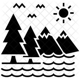 256x256 Mountain Glacier Icon Of Glyph Style