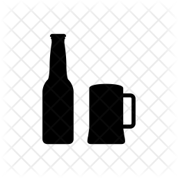 256x256 Beer Bottle With Glass Icon Of Glyph Style