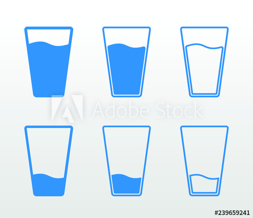 500x431 Full And Empty Glass Of Water Flat Icon Set
