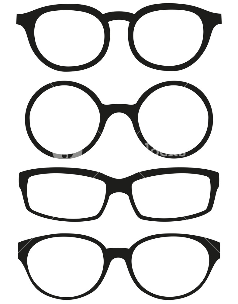 783x1000 Cartoon Icon Poster Glasses, Spectacles Silhouette Set Royalty