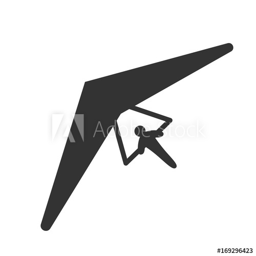 500x500 Black Isolated Silhouette Of Hang Glider On White Background Icon