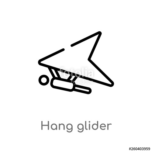500x500 Outline Hang Glider Vector Icon Isolated Black Simple Line