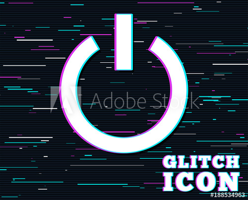500x405 Glitch Effect Power Sign Icon Switch On Symbol Turn On Energy