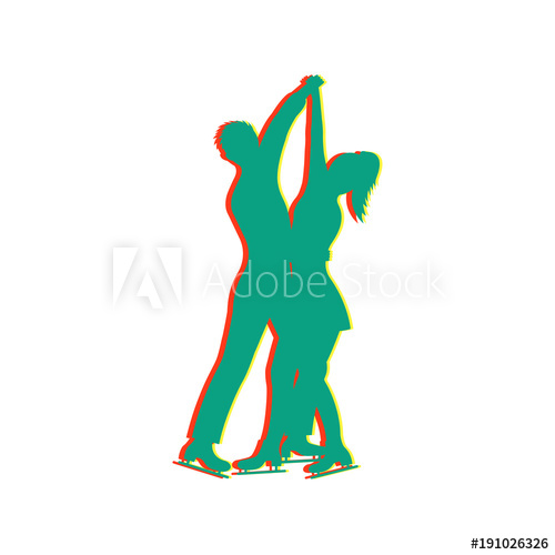 500x500 Sports Dancing On Ice, Isolated Glitch Icon