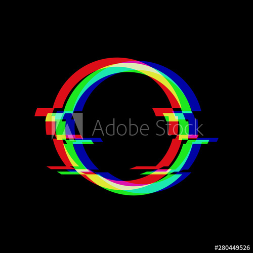 500x500 Vector Symbol Of Circle In Glitch Style Round Geometric Glitched