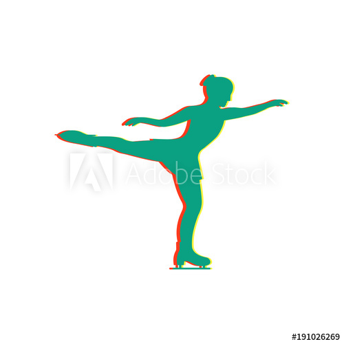 500x500 Women's Figure Skating Isolated Glitch Icon