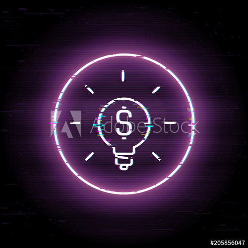 500x500 Business Idea Glitched Icon, Investment Brainstorm Vector Art