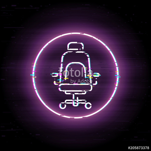 500x500 Comfortable Work Place Glitched Icon, Business Time Vector Art