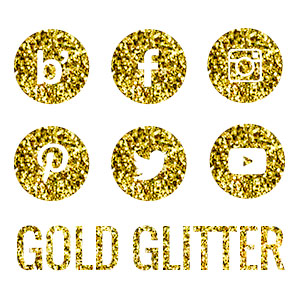 300x300 Gold Glitter Social Media Icons