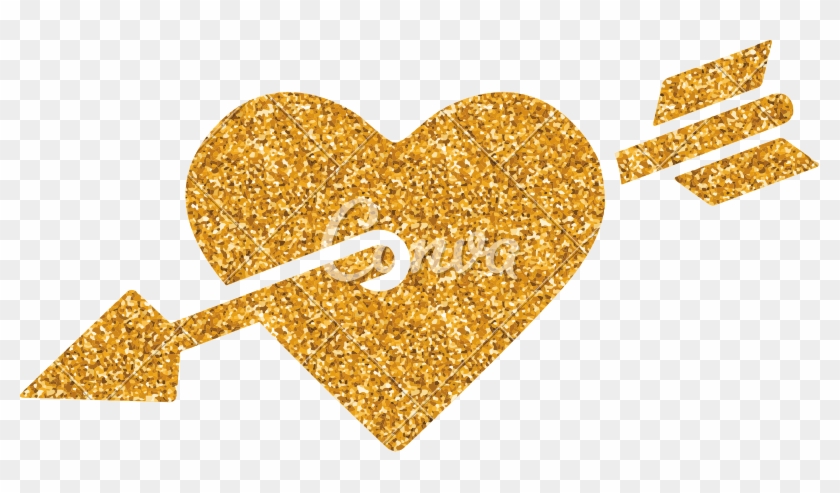 840x493 Gold Glitter Heart Png