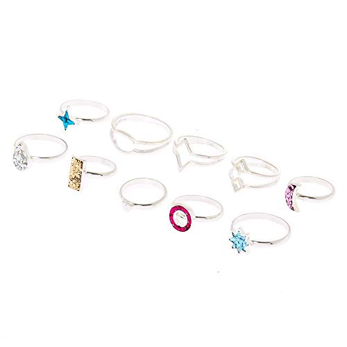 500x500 Claire's Girl's Silver Glitter Icon Multi Size Rings