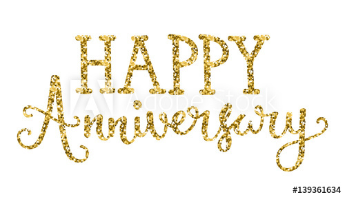 500x286 Happy Anniversary Hand Lettering Gold Glitter Icon
