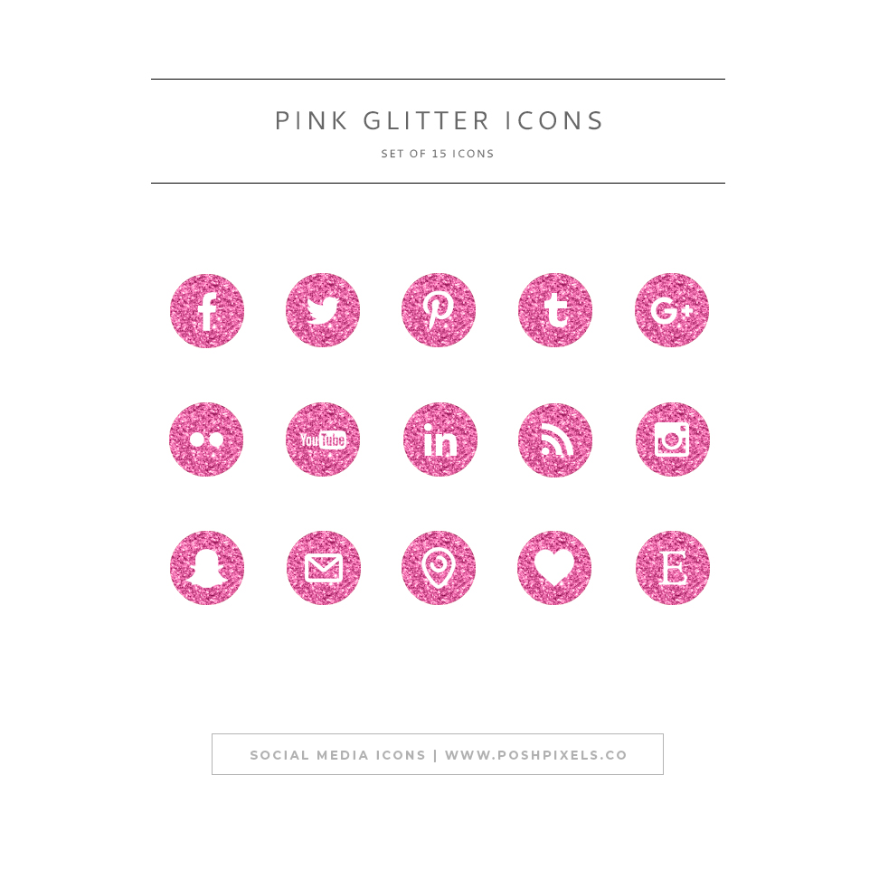 972x972 Pink Glitter Social Media Icons Posh Pixels Co