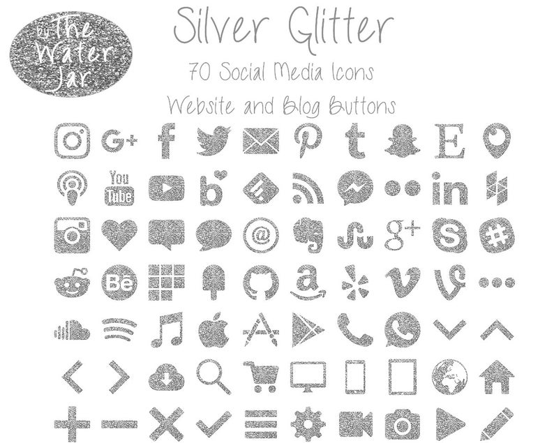 794x635 Silver Glitter Social Media Graphics Silver Glitter Website Etsy