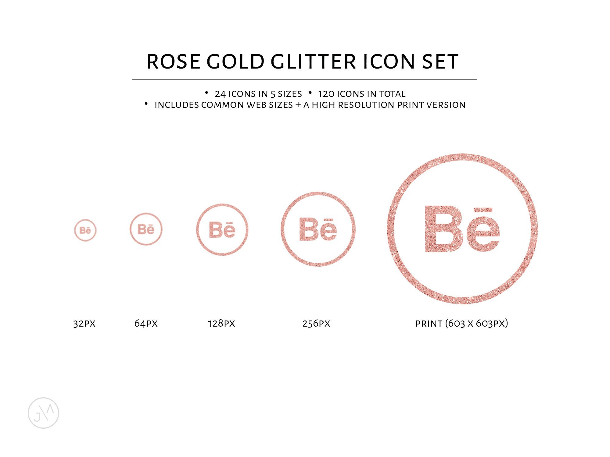 2000x1500 Social Media Icon Set, Rose Gold Glitter, Social Media Graphic