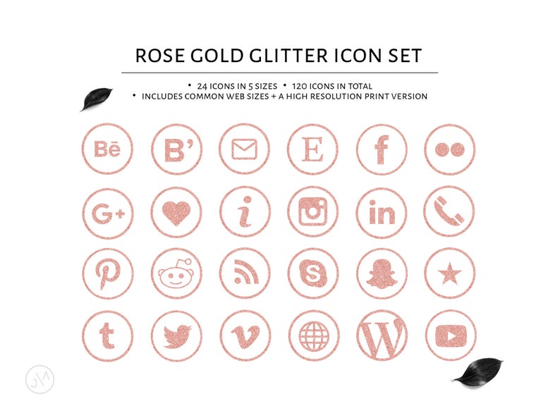 794x596 Social Media Icon Set Rose Gold Glitter Social Media Etsy