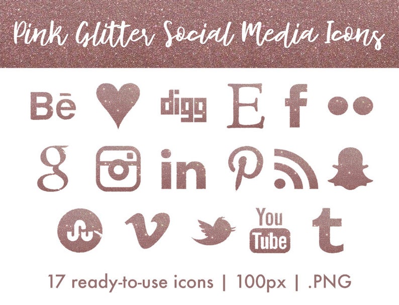794x607 Social Media Icons Pink Glitter Icon Set For Blogs Small Etsy