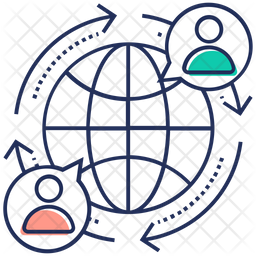 256x256 Global Network Icon Of Colored Outline Style