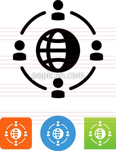 400x520 Global Network With People Icon