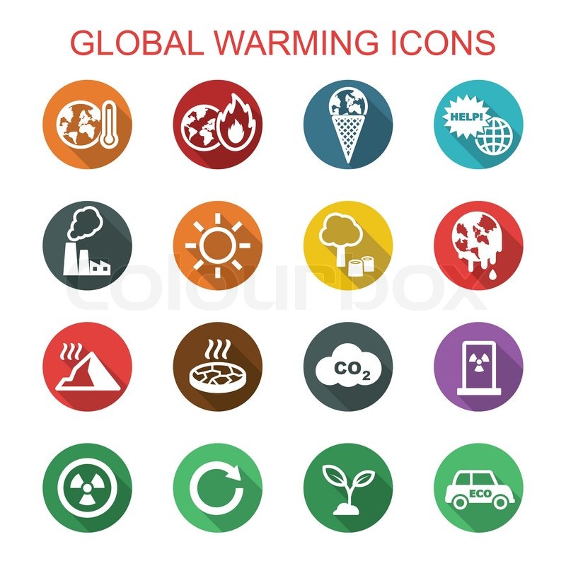 800x800 Global Warming Long Shadow Icons, Flat Stock Vector Colourbox