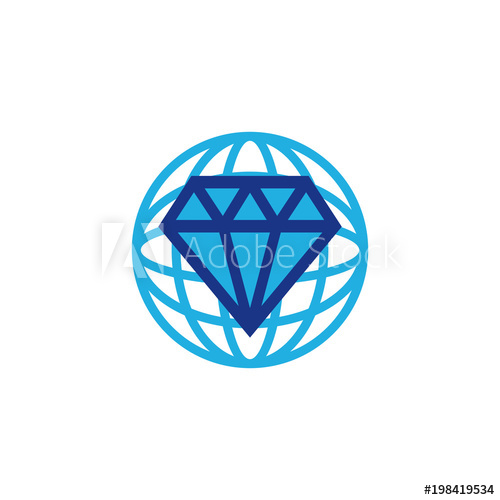 500x500 Diamond Globe Logo Icon Design