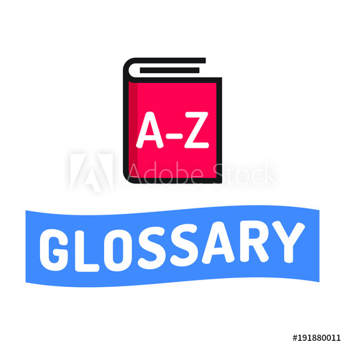 500x500 Glossary Ribbon With Book Icon Flat Vector Illustration On White