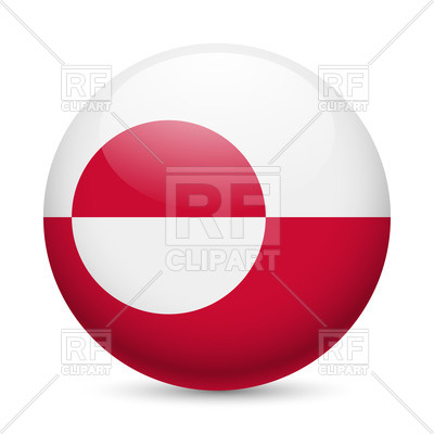 400x400 Flag Of Greenland On Round Glossy Button Icon Vector Image