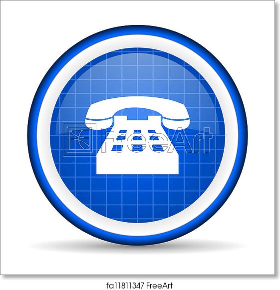 561x581 Free Art Print Of Telephone Blue Glossy Icon On White Background
