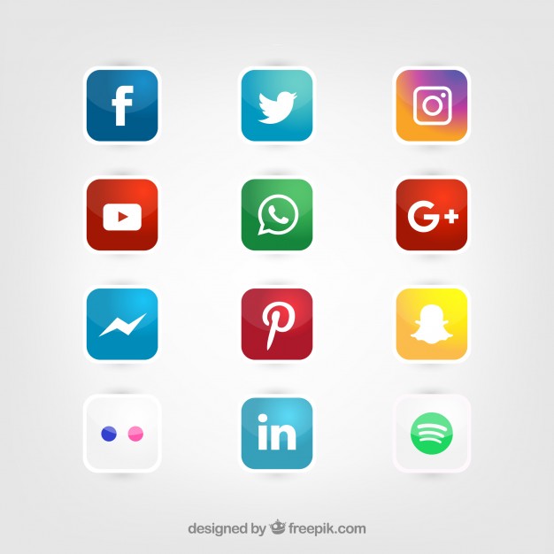 626x626 Glossy Social Media Icons Vector Set Vector Free Download