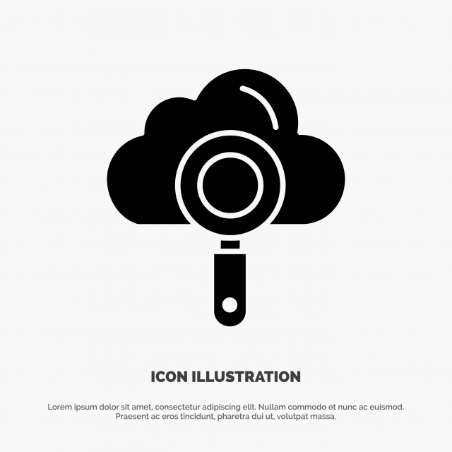 640x640 Cloud Computing Search Find Solid Black Glyph Icon, Background