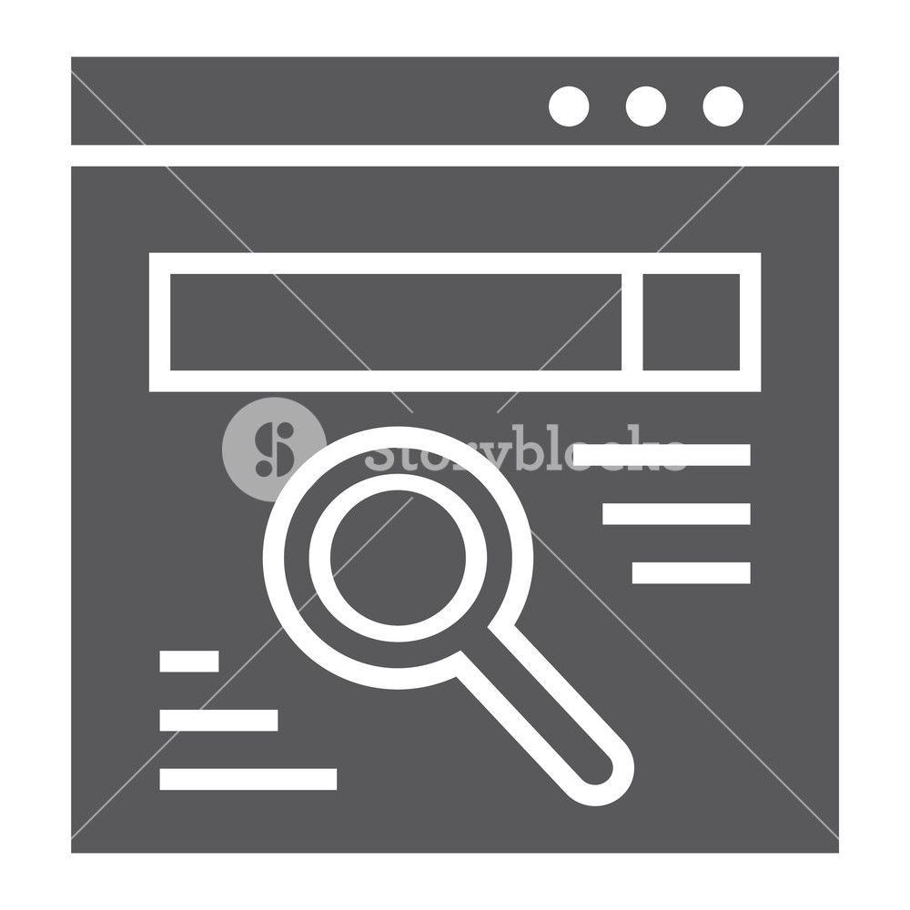 1000x1000 Browser Glyph Icon, Webpage And Internet, Search Sign, Vector