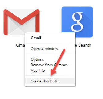 putting gmail icon on desktop in windows 10