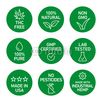 400x400 Cbd Oil Icons Set Including Thc Free, Natural, Non Gmo