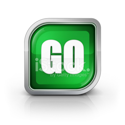 440x440 Green Glossy Go Light Icon Stock Photos