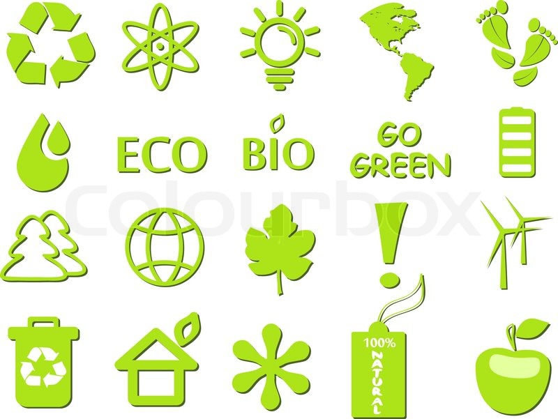 800x601 Go Green Ecological Icon Set Stock Vector Colourbox