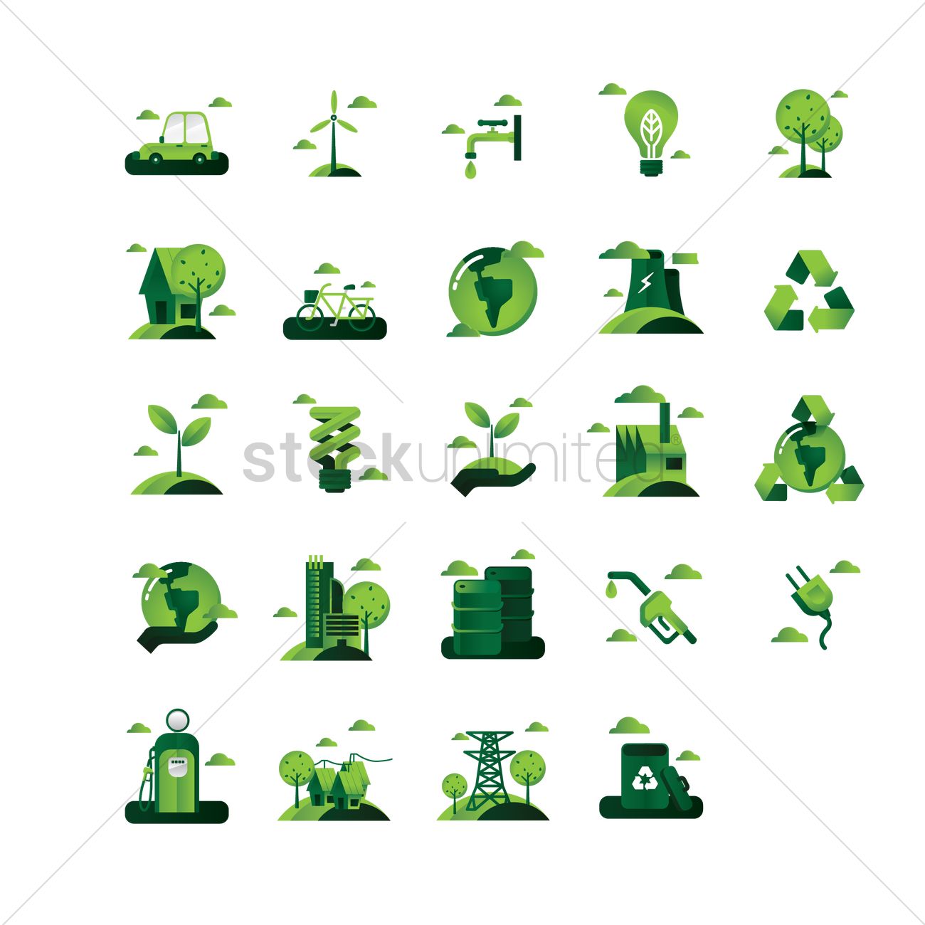 1300x1300 Set Of Go Green Icons Vector Image