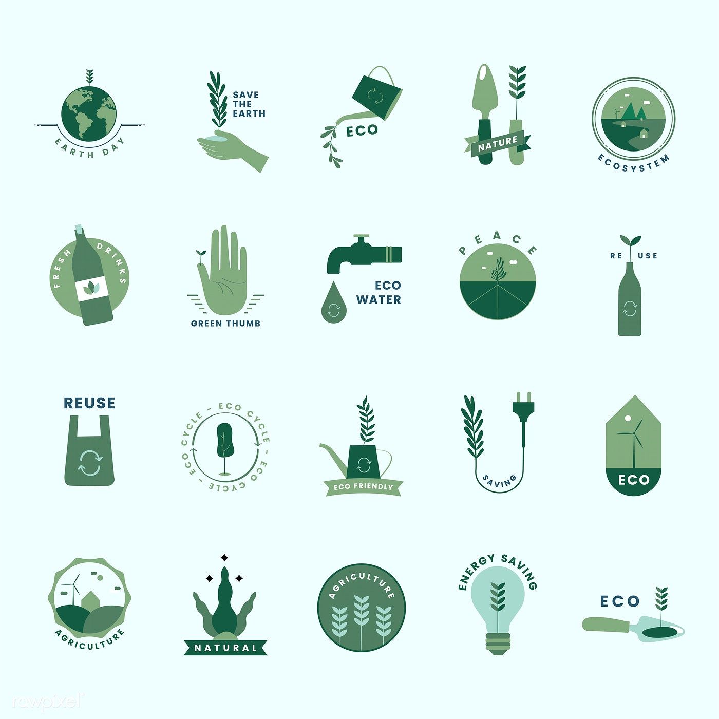 1400x1400 Set Of Organic And Go Green Icons Free Image