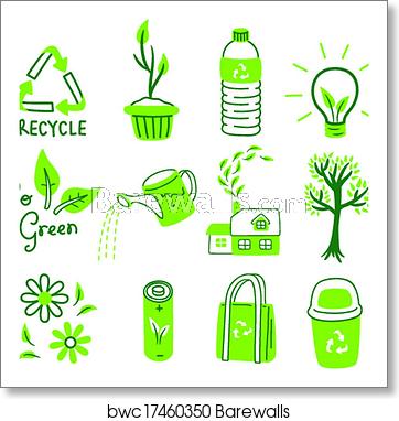 362x382 Go Green Icon Set, Art Print Barewalls Posters Prints