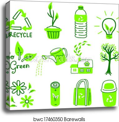 382x390 Go Green Icon Set, Canvas Print Barewalls Posters Prints
