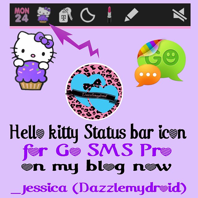 640x640 New Cupcake Kitty Status Bar Icon For Go Sms Pro Up