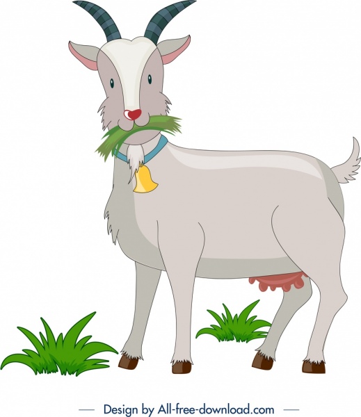 519x600 Livestock Background Goat Icon Colored Cartoon Design Free Vector