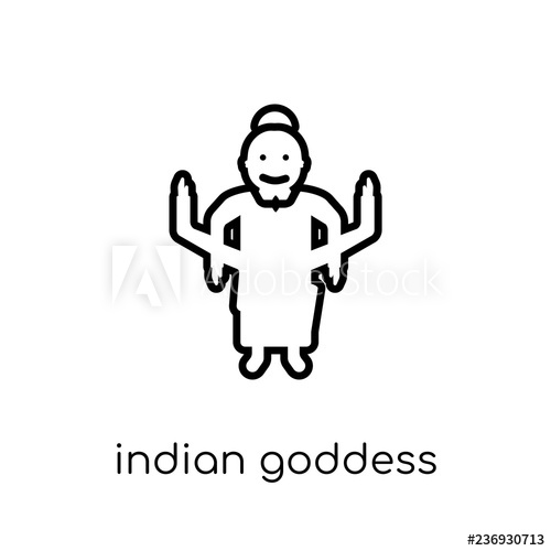 500x500 Indian Goddess Icon Trendy Modern Flat Linear Vector Indian