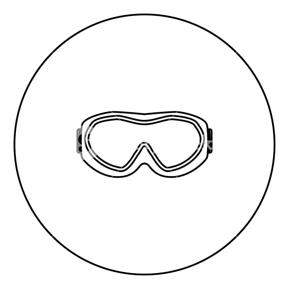1000x1000 Ski Goggles Icon Black Color In Circle Outline Vector Illustration