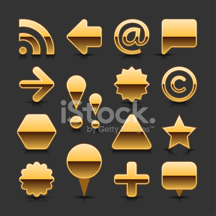 440x440 Gold Blank Button Empty Icon Metalic Chrome Web Internet Shape