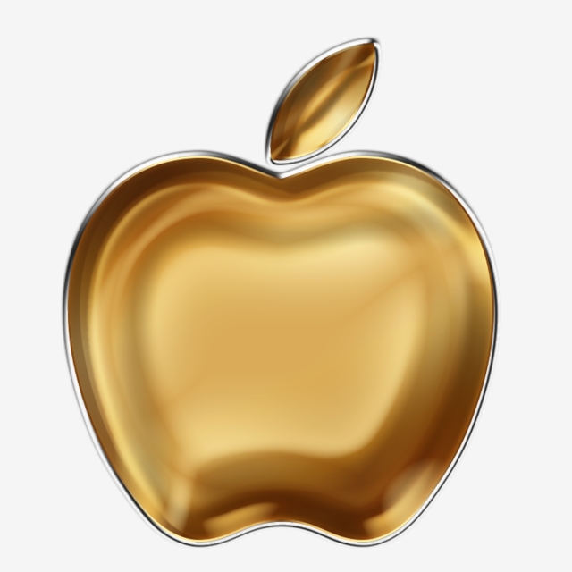 640x640 Golden Apple Chrome Effect, Golden Apple Icon, Chrome Effect Apple