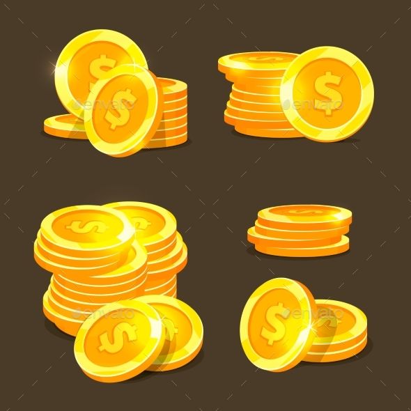 590x590 Gold Coins Vector Icons Object Typography In Con
