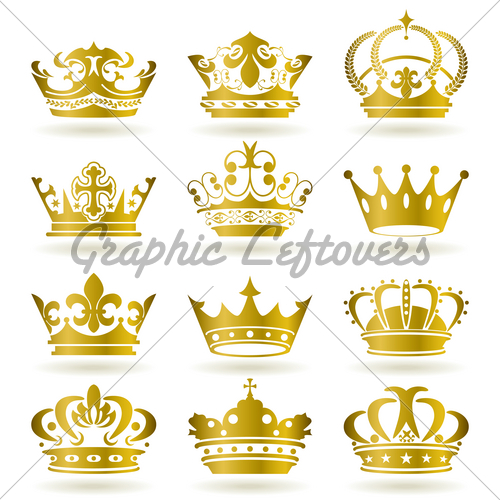 500x500 Gold Crown Icons Set Gl Stock Images