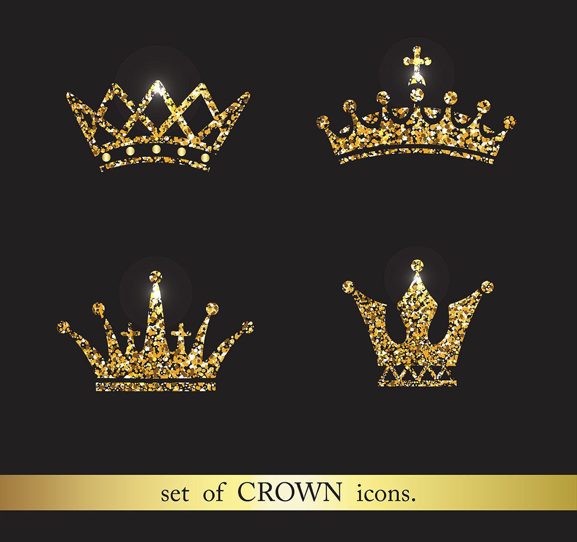 1160x1089 Set Of Gold And Silver Crown Icons