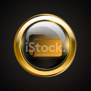 300x300 Folder Icon Gold, Isolated On White Background Stock Vectors